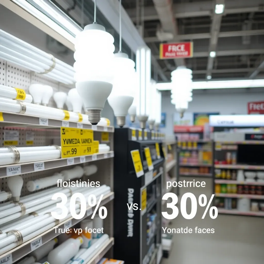 ヤマダ電機vs他の家電量販店 蛍光灯の価格差は最大30%