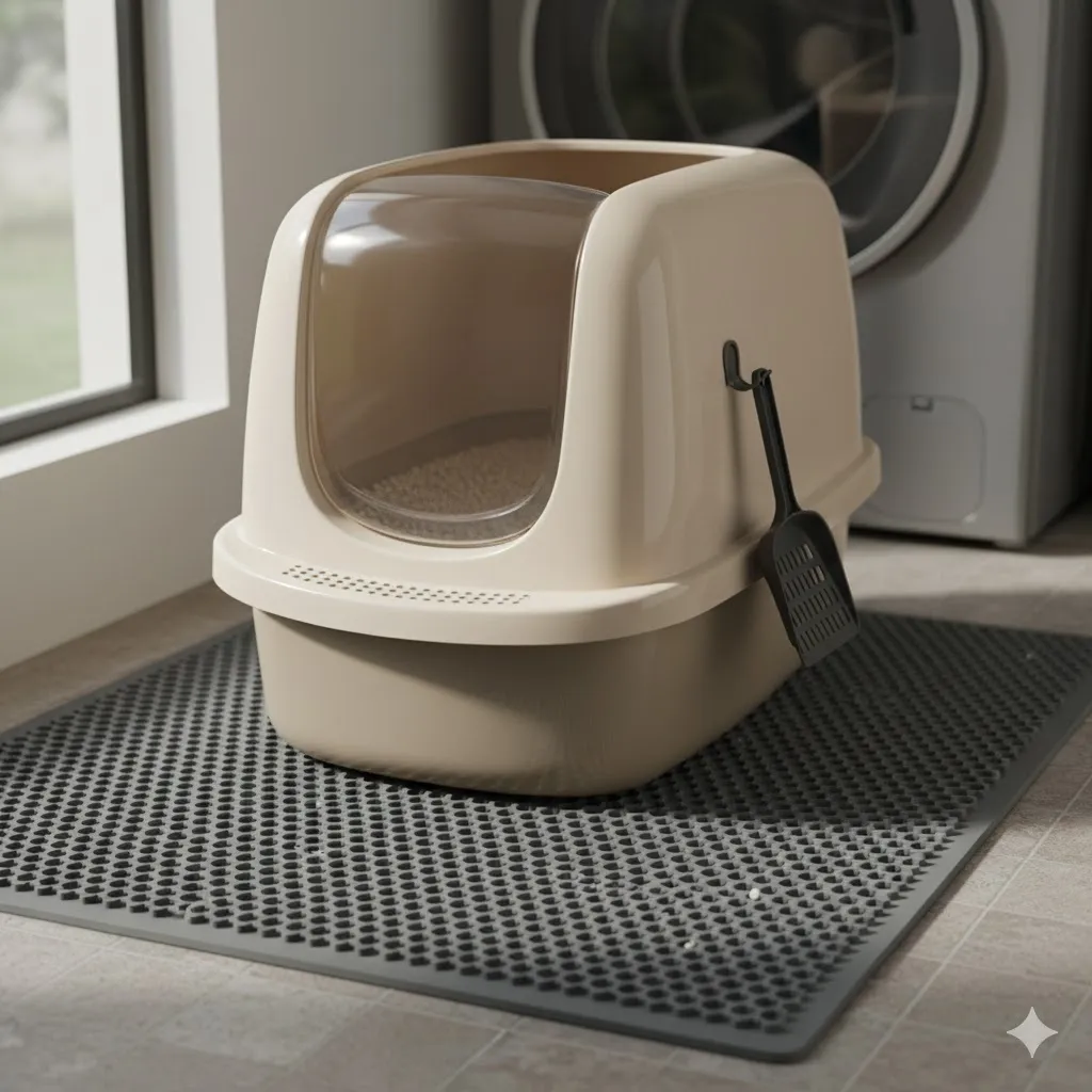 【比較】100均の猫砂飛び散り防止はカバーとマットどっち？