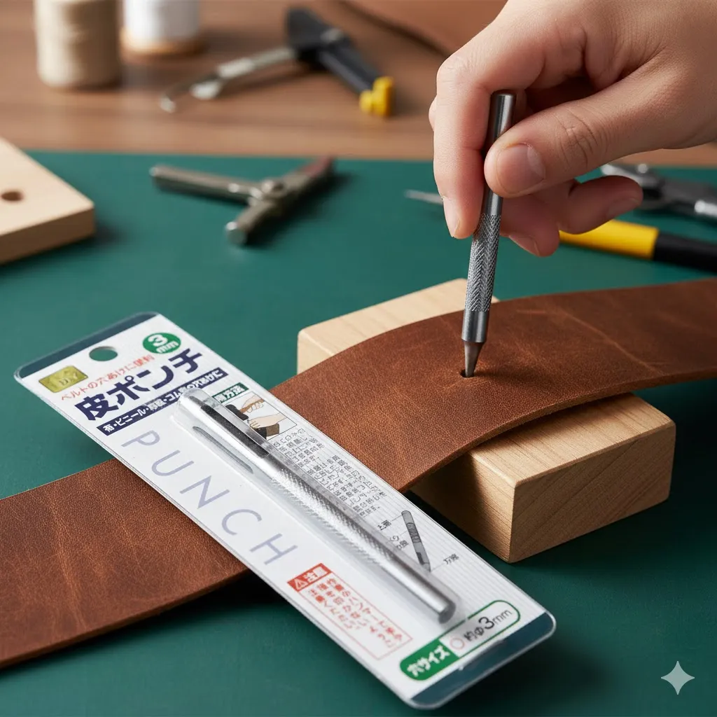 100均穴あけポンチで革に穴あけ！ダイソー売り場と開かない時の技